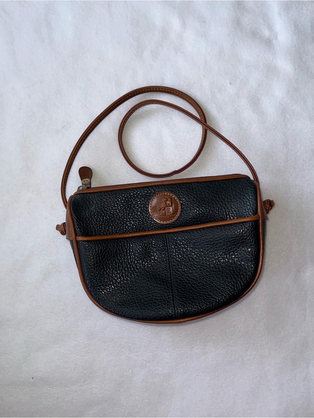 Perry Ellis Black Crossbody with Brown Trim